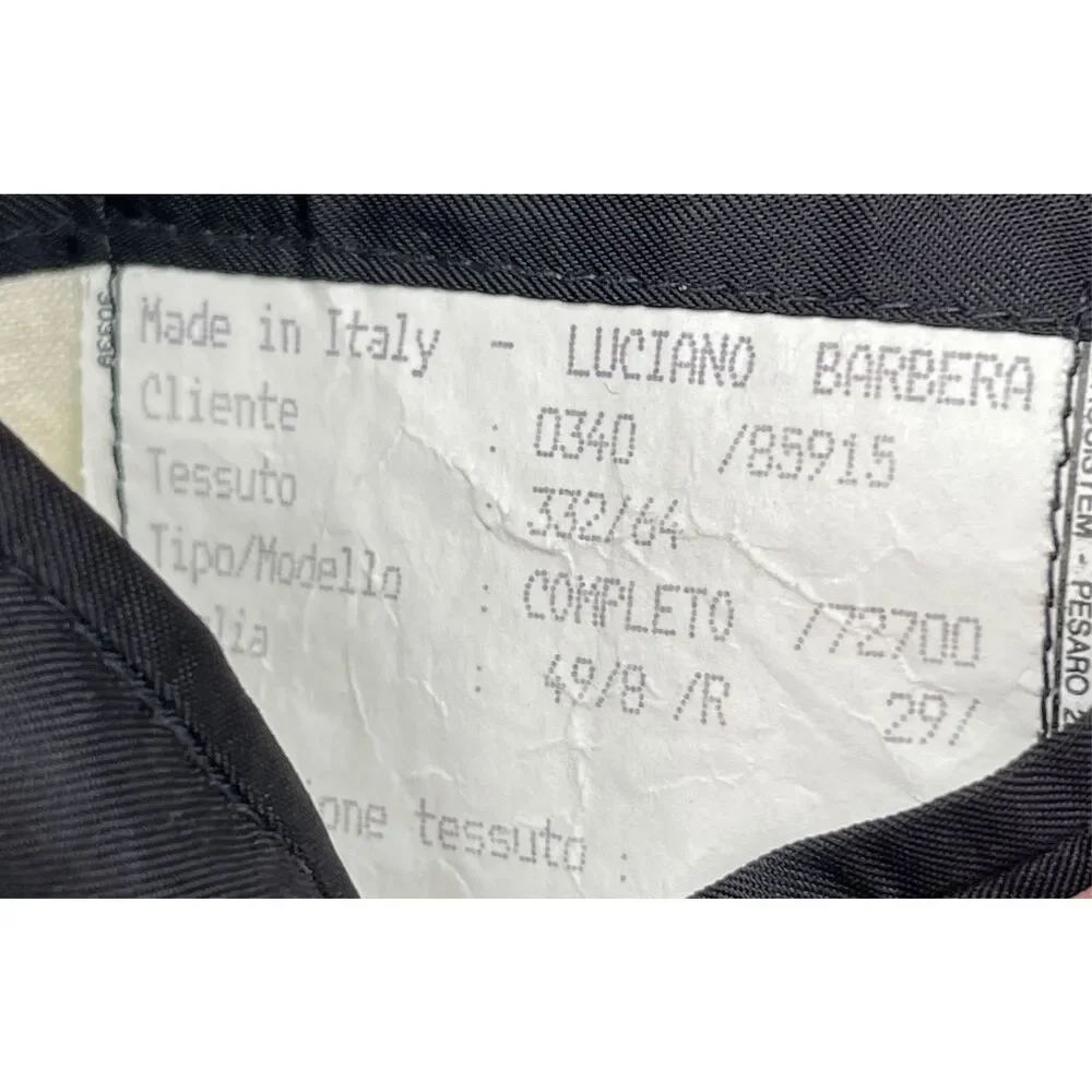 Luciano Barbera Suit Jacket Sport Coat Double Breasted Men 39‎ Black Striped